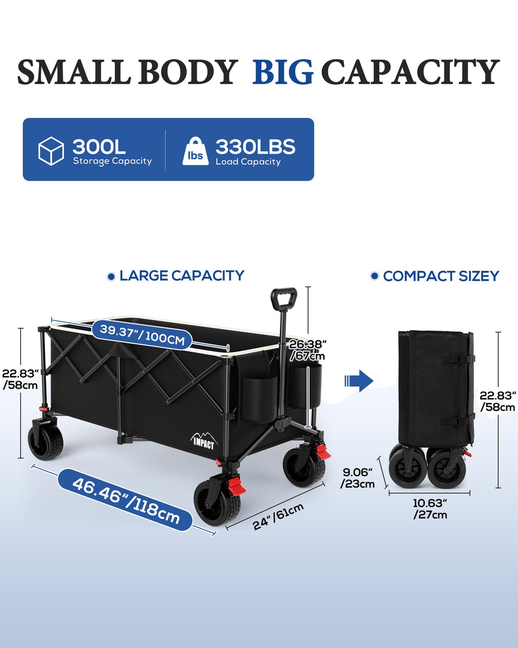 46" Collapsible Wagon Cart 300L Capacity F126923