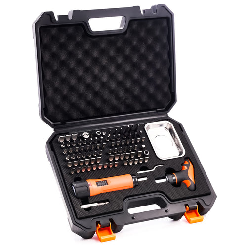 1/4" Adjustable Torque Screwdriver Set with T-BAR Ratchet, 92 Pieces E505197