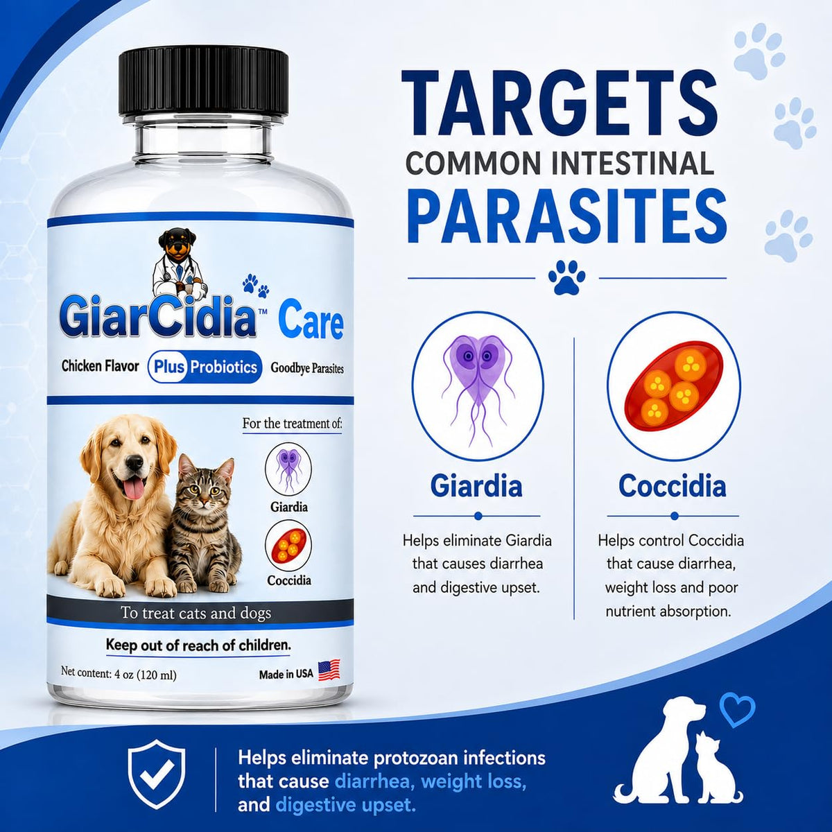 Milk Flavor Dewormer for Cats & Dogs 120ml with Dropper K2405