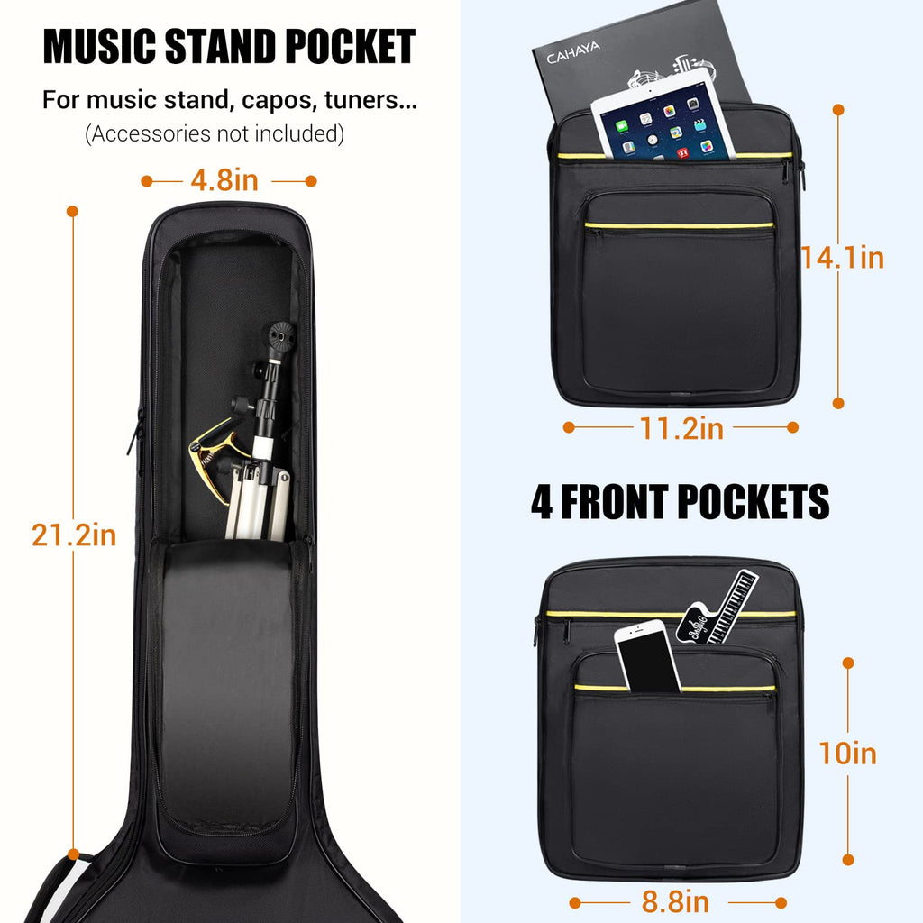44 Inch Guitar Bag Multi-pockets 0.47in Thick Padding Water Resistent Gig Bag Y85321
