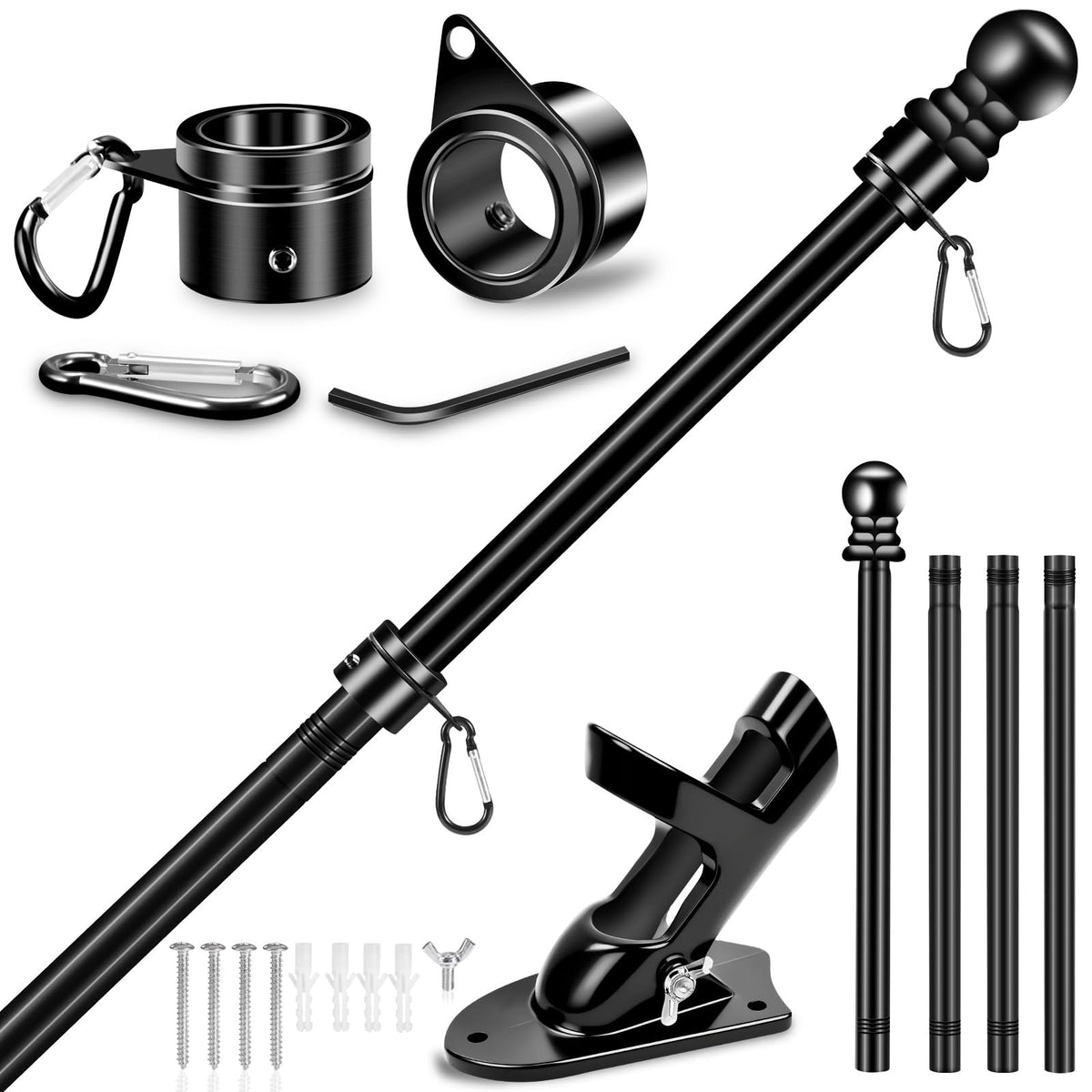 5 FT Stainless Steel Flag Pole Kit with Holder Bracket C135