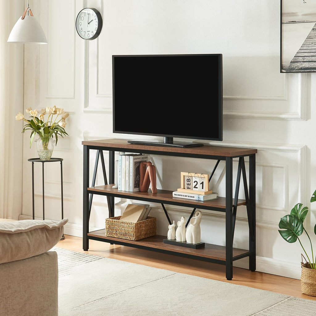 Brown 3 Tier Console Table with Open Shelves B3127