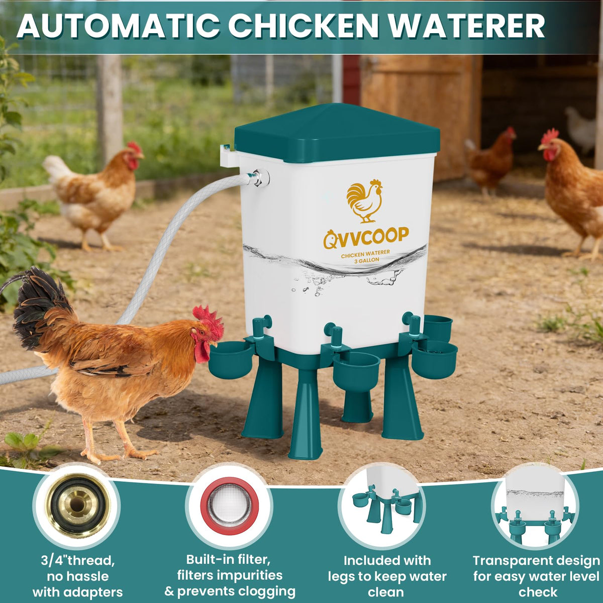 3 Gallon Automatic Chicken Waterer with Float Valve E76964