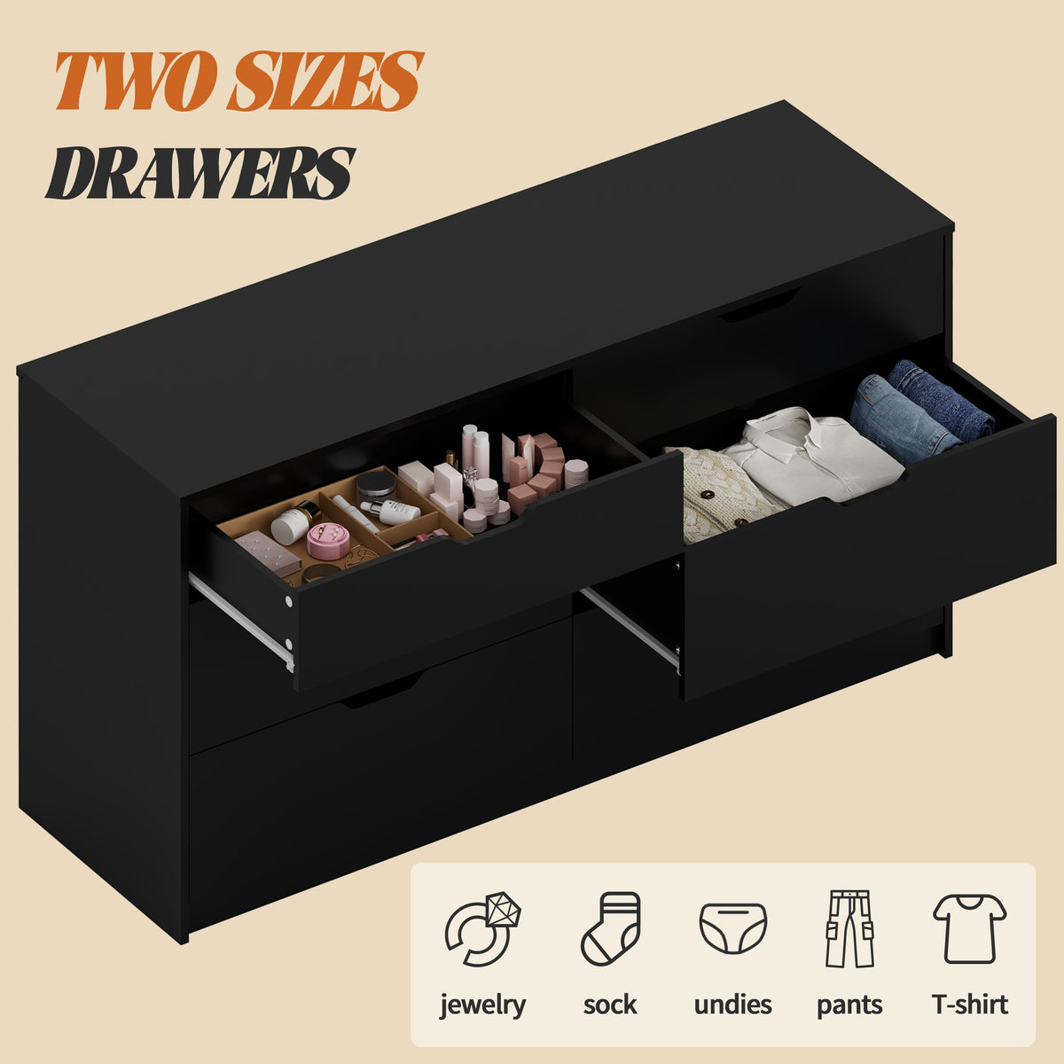 Black 6 Drawer Dresser K52725