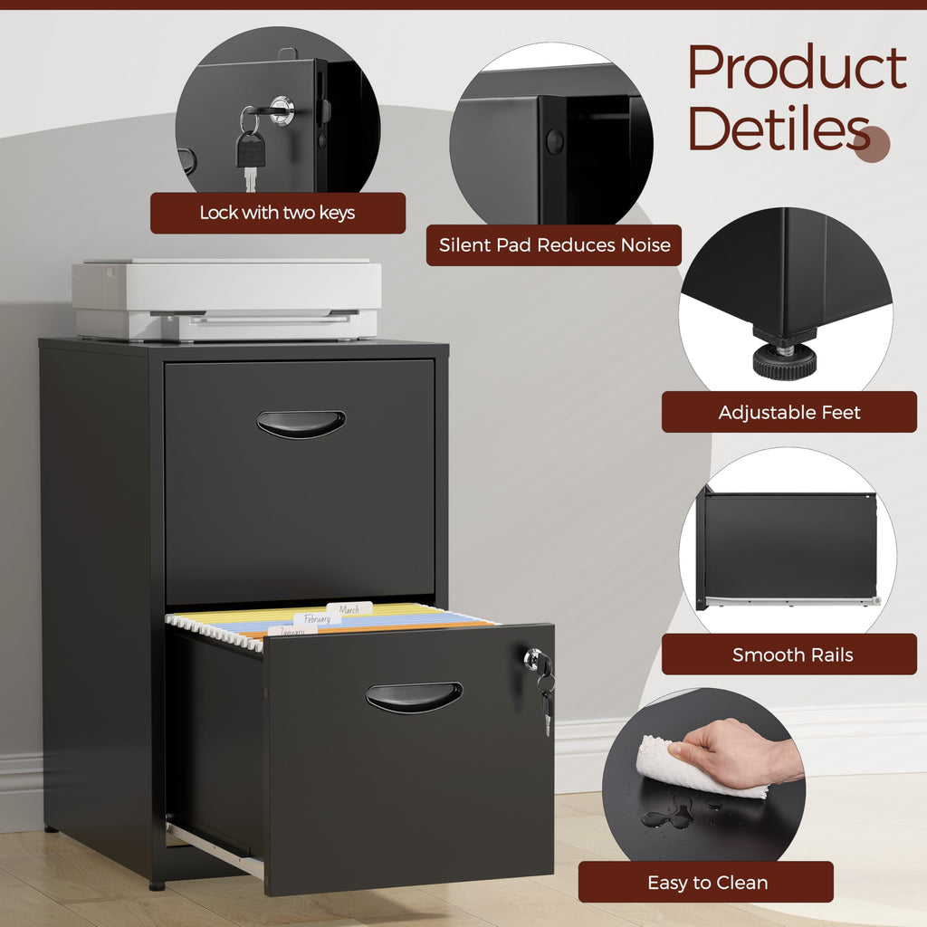 2 Drawer Metal File Cabinet with Lock V6084