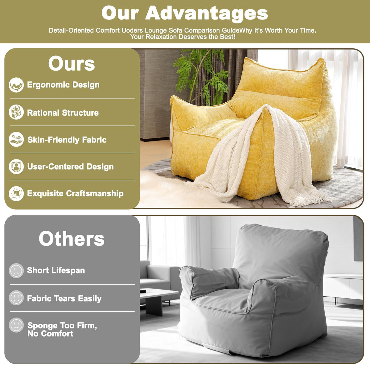 Fluffy Bean Bag Chair M2877