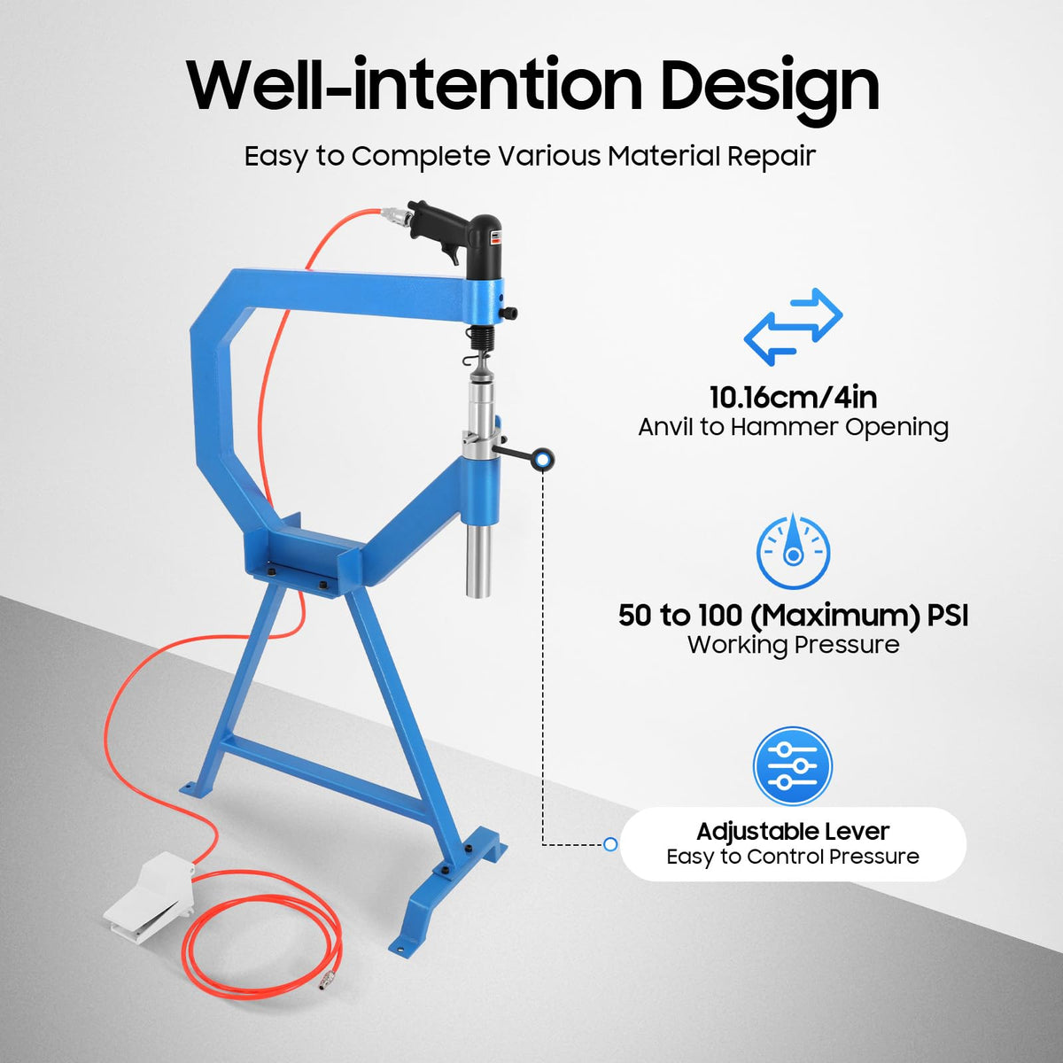 Pneumatic Planishing Hammer with 1in 2in 3in Anvils M53118