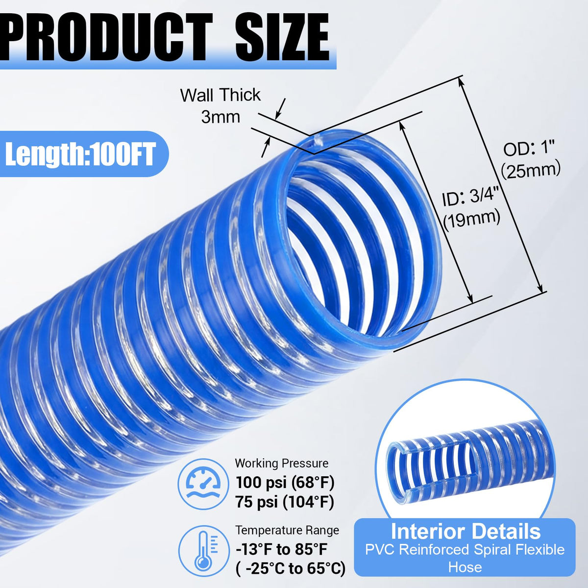 Blue Heavy Duty PVC Suction Hose A638