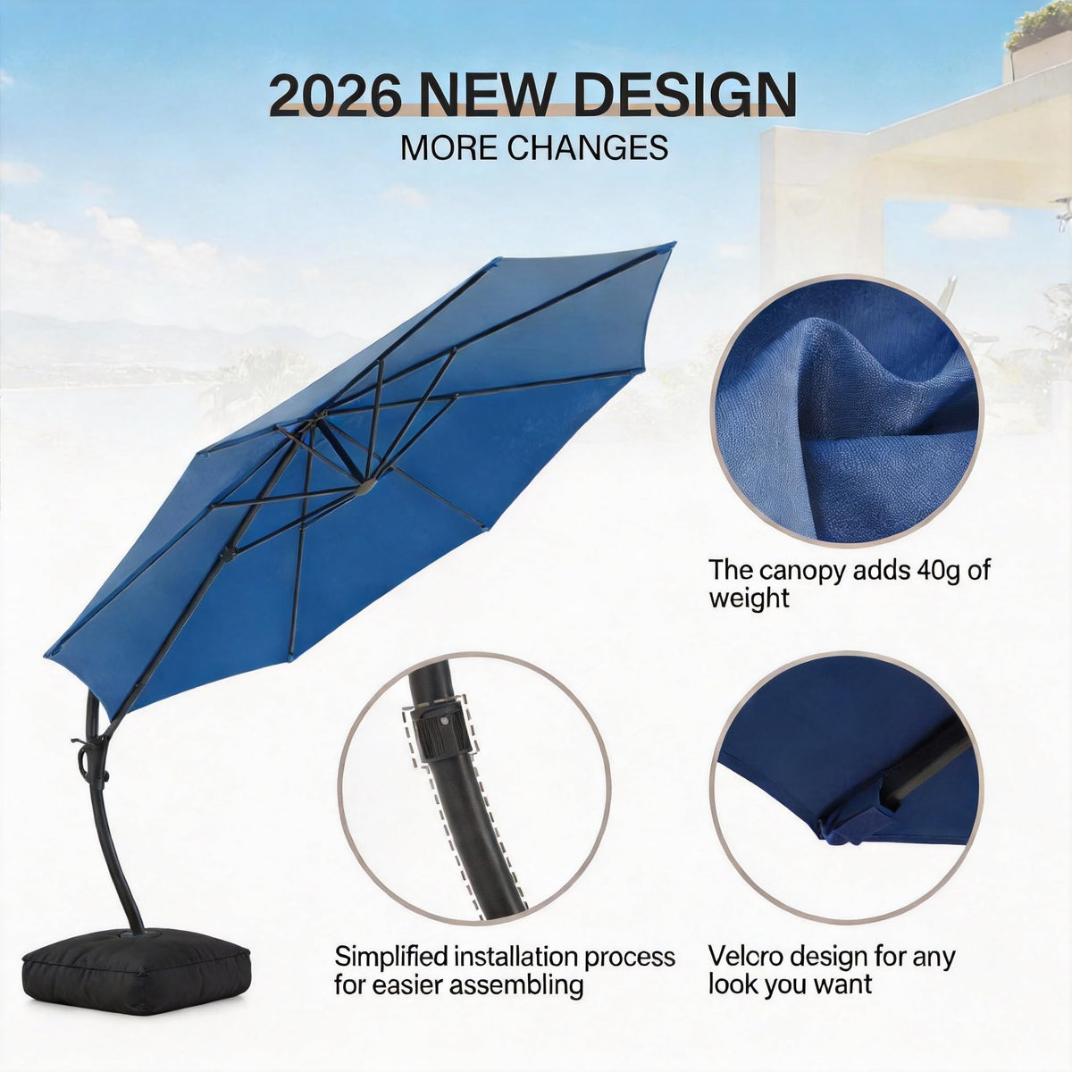 12FT Curvy Cantilever Patio Umbrella with Base U131553
