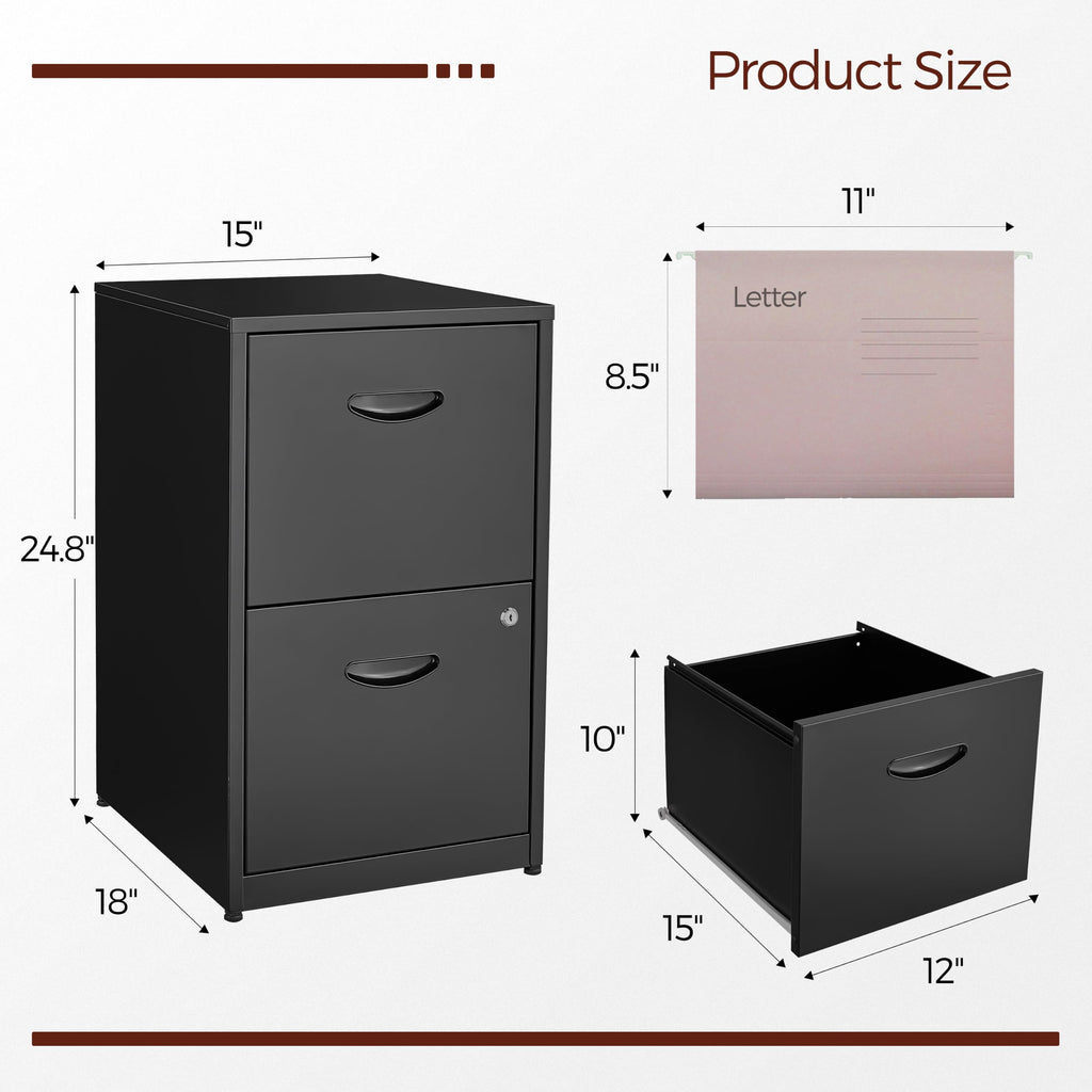 2 Drawer Metal File Cabinet with Lock V6084