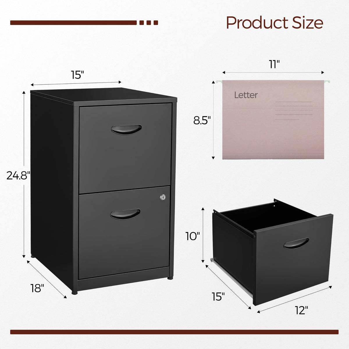 2 Drawer Metal File Cabinet with Lock V6084