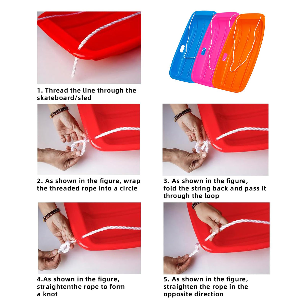 2 Piece Plastic Sled Board with Four Ropes U202740