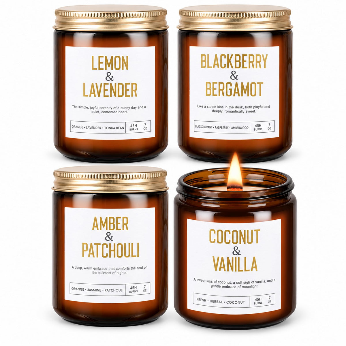 4 Pack Scented Candle Set with Wooden Wick A332720