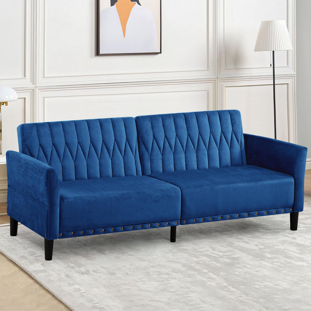 Blue Velvet Sofa Bed Z30546
