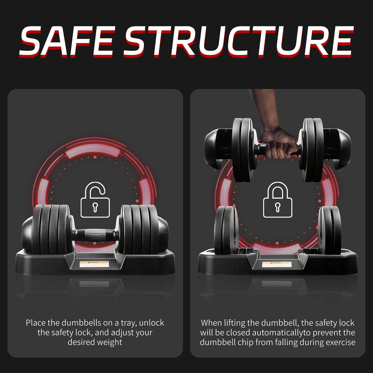 Adjustable Dumbbell Set with Tray K1043