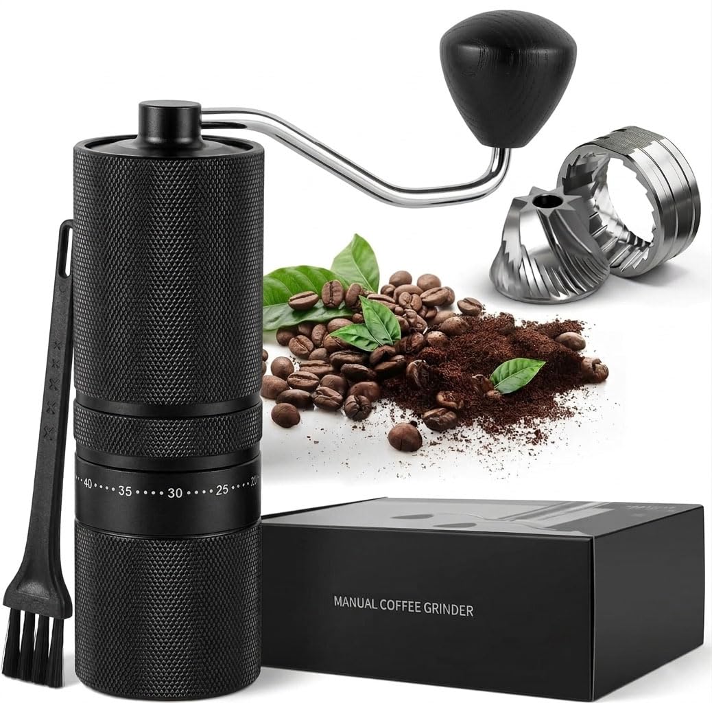 Manual Coffee Grinder with 60 Adjustable Settings, 28g Capacity, Stainless Steel Conical Burr Q8684