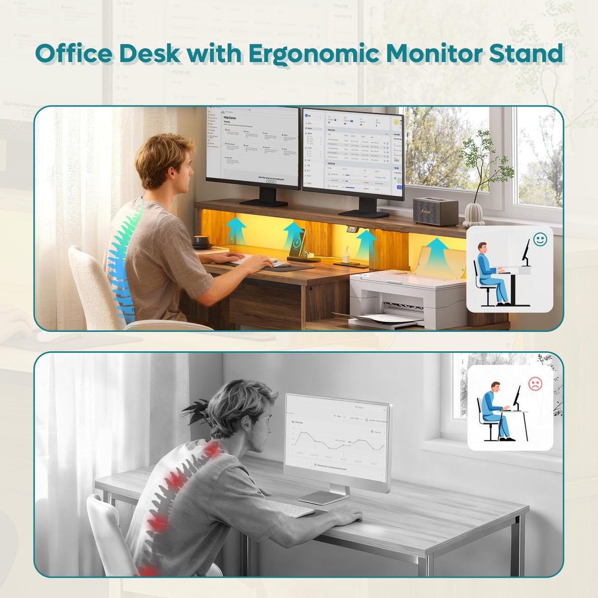 55-Inch Computer Desk with File Drawer D4250