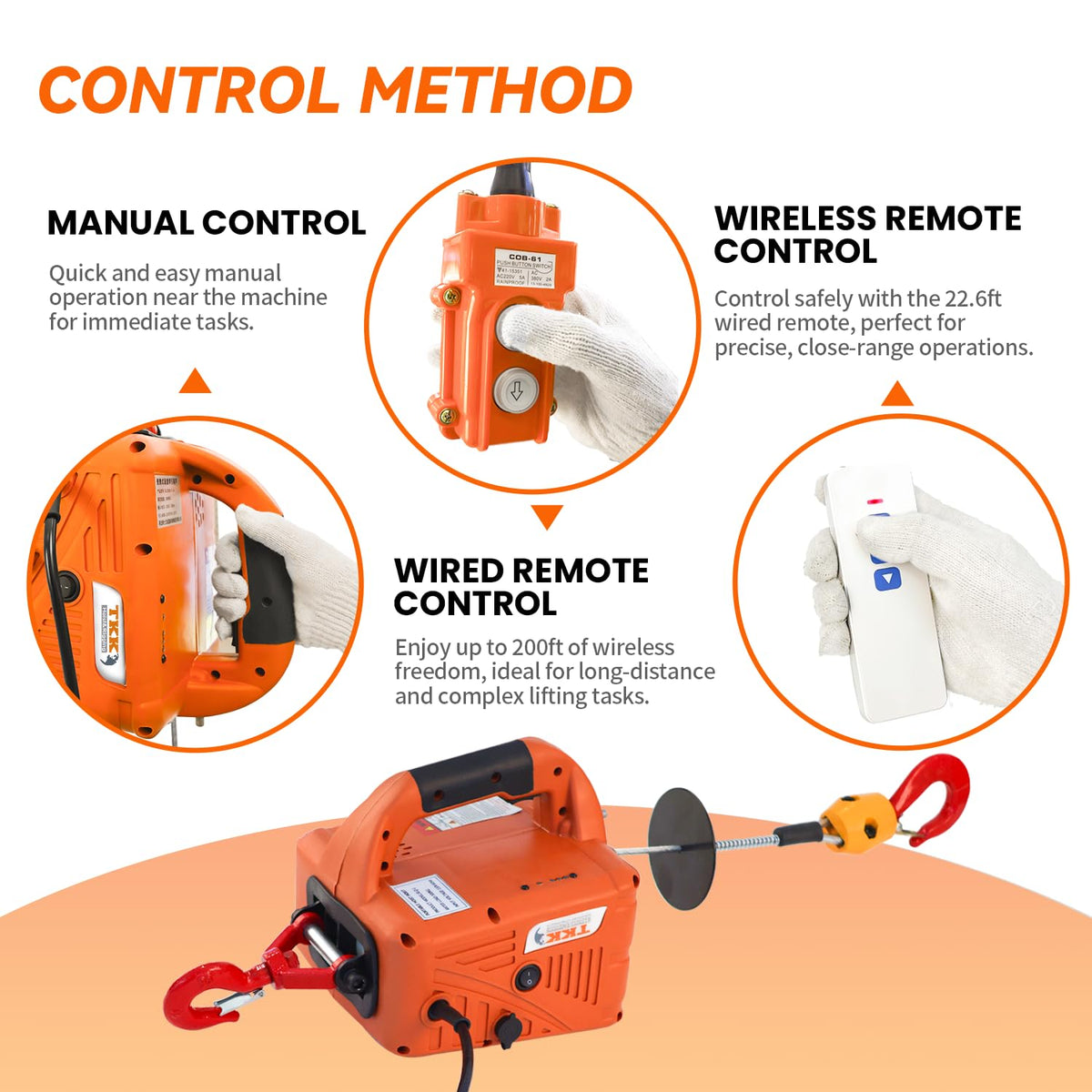 1500W 1100 lb Capacity Electric Hoist D191732