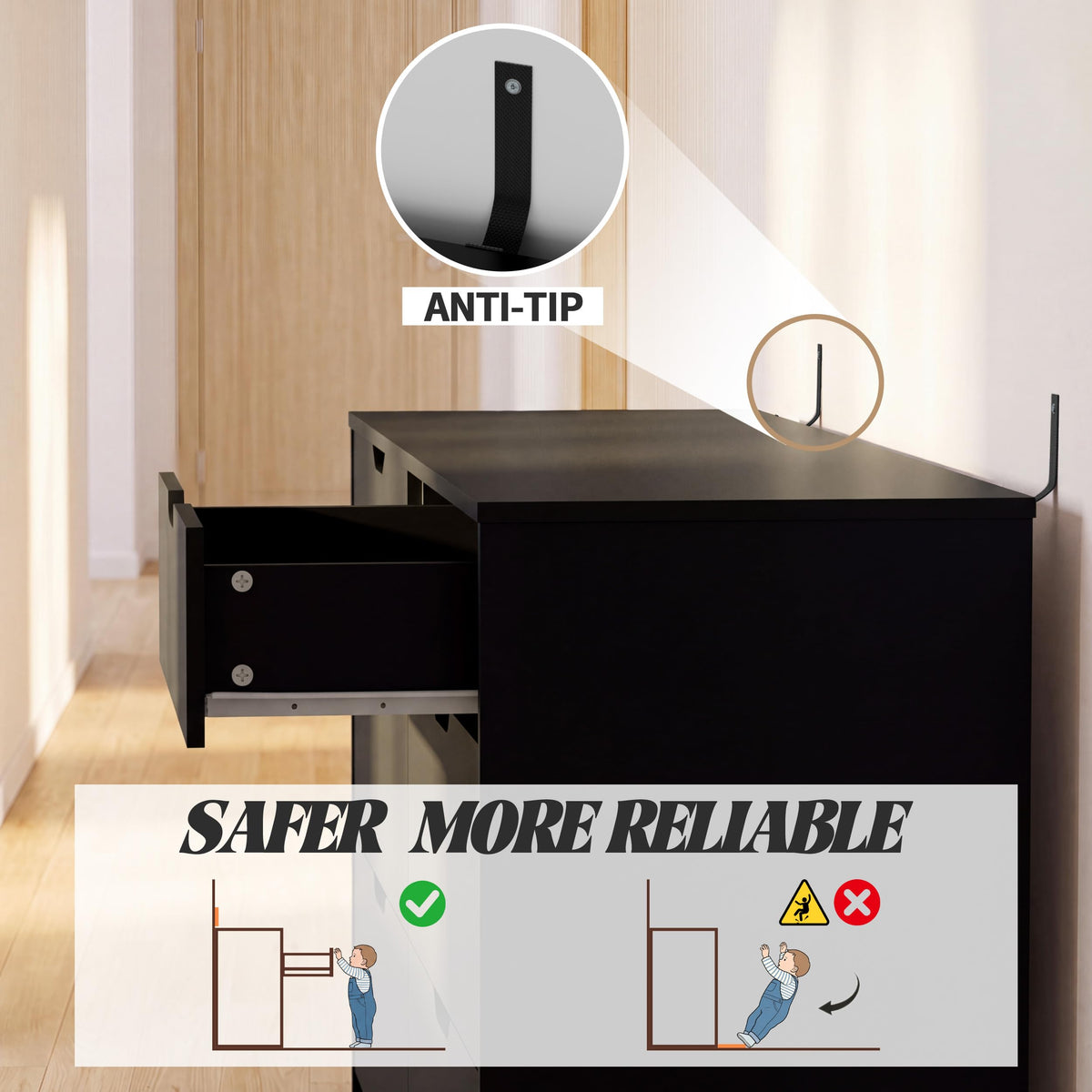 Black 6 Drawer Dresser K52725