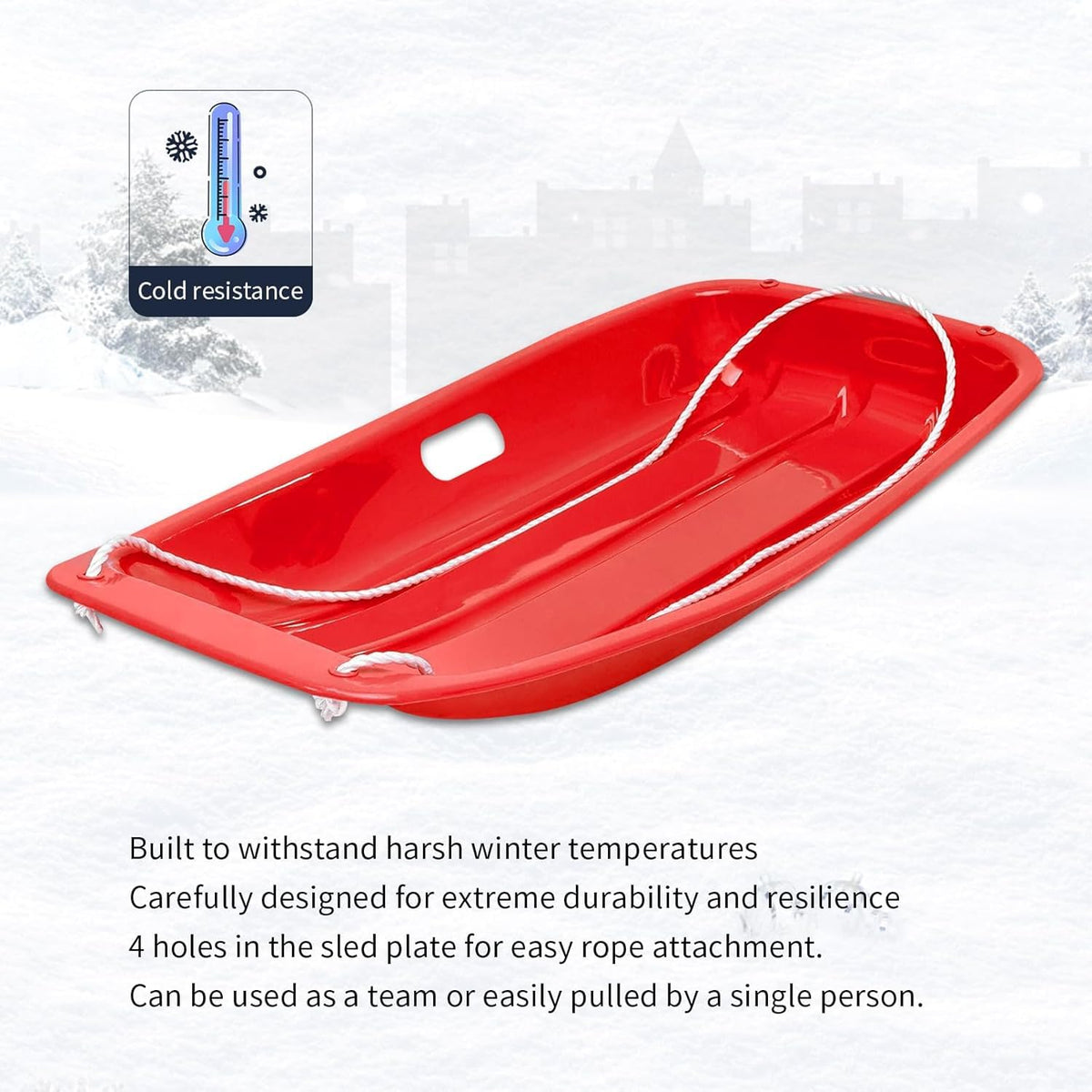 2 Piece Plastic Sled Board with Four Ropes U202740