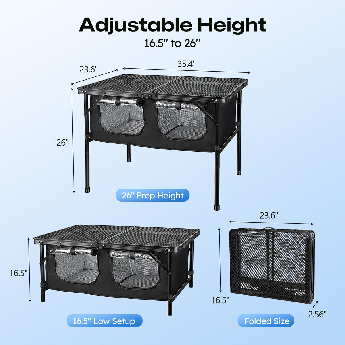 Folding Camping Table with Storage and Cooler Bag I627476