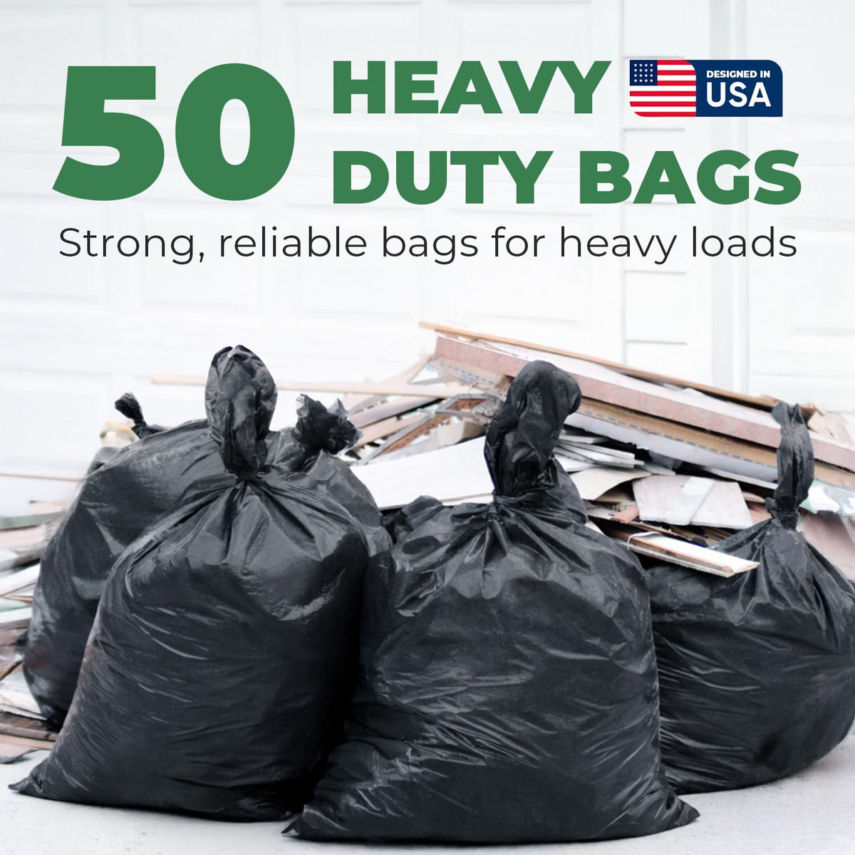 Heavy Duty 2.8 Mil 55-60 Gallon Trash Bags 50 Count M33286