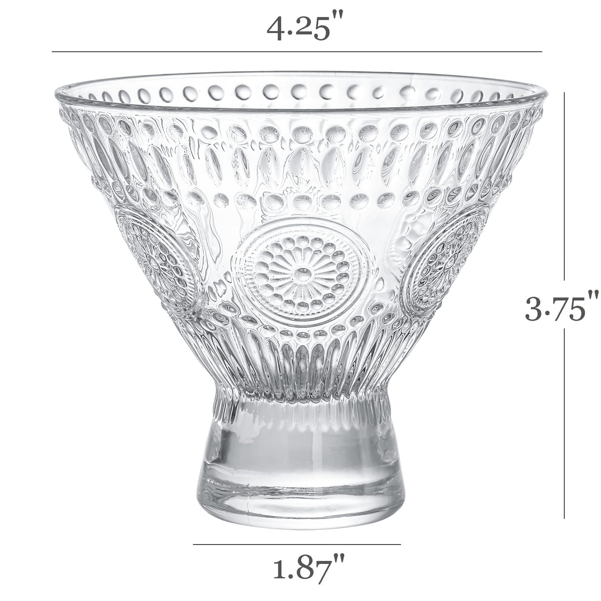 6 Pack 8 oz Stemless Martini Glasses C65672