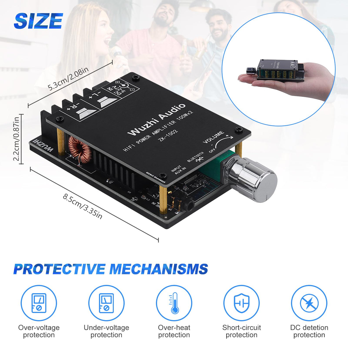 Bluetooth 5.0 Audio Amplifier Board 100W x 2 2.0 Channel Mini Amp B434630