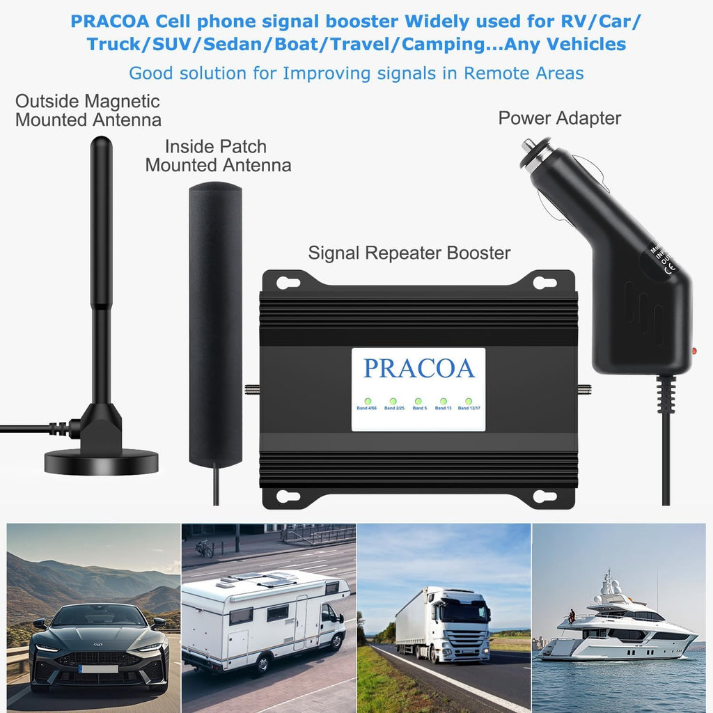 Cell Phone Signal Booster for Car RV SUV 5G 4G LTE E58366