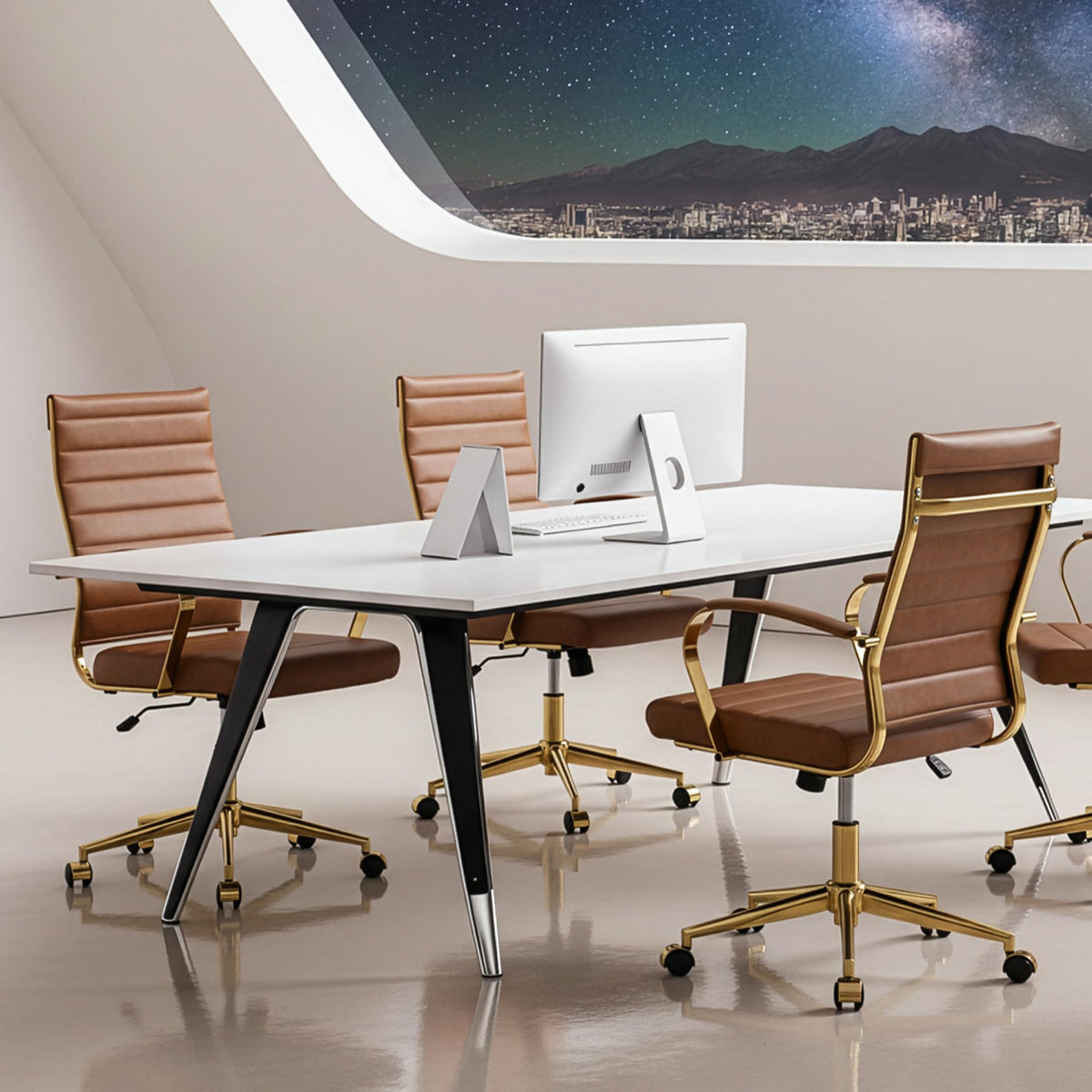 Gold Ergonomic Leather Office Chair H215765