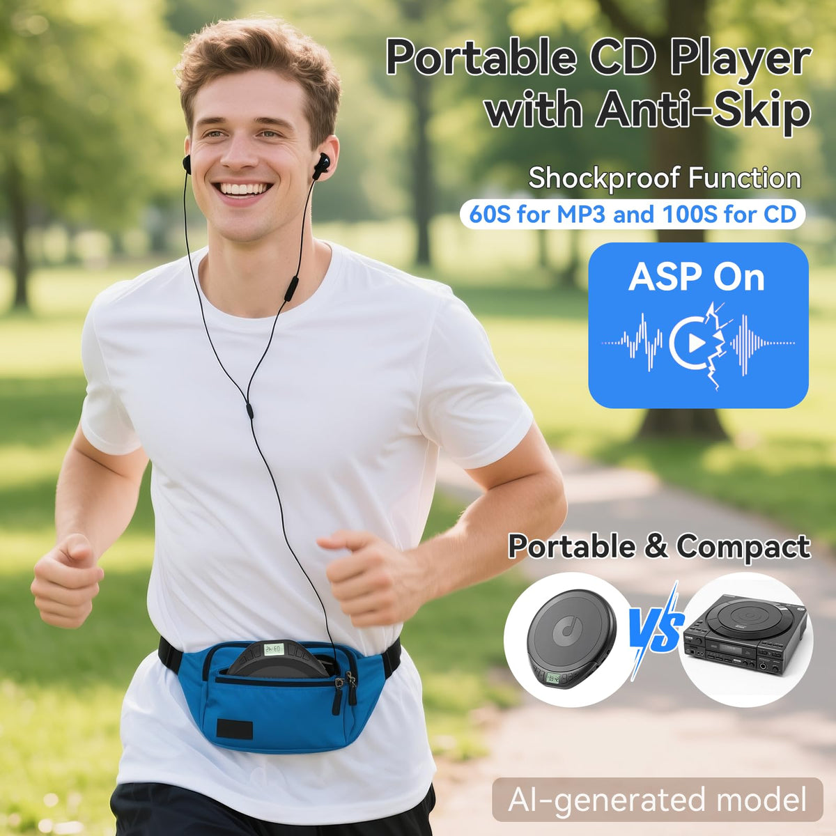 Portable CD Player with Headphones Anti-Skip Shockproof LCD Display G927
