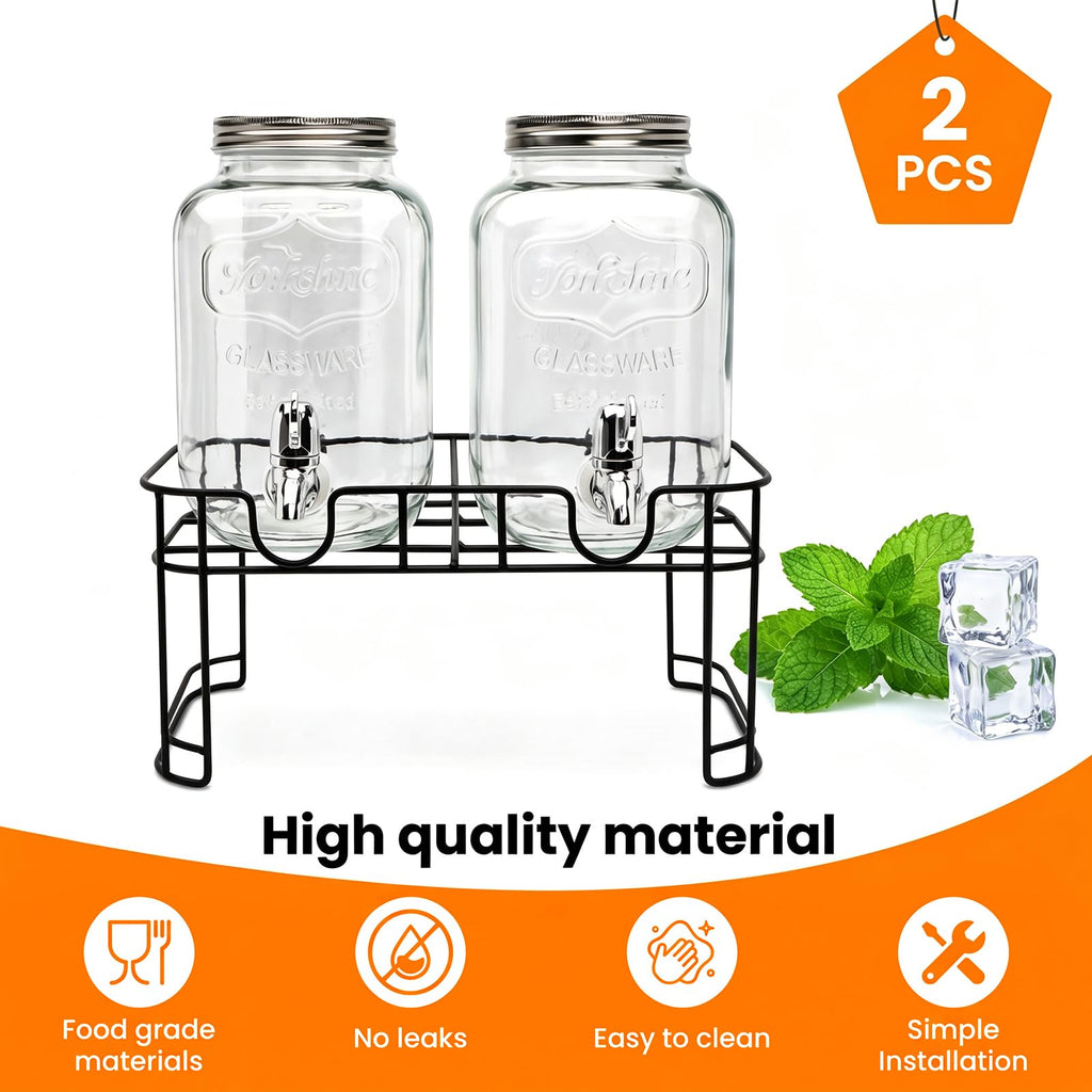1-Gallon Beverage Dispenser 2 Pack with Stand L4842