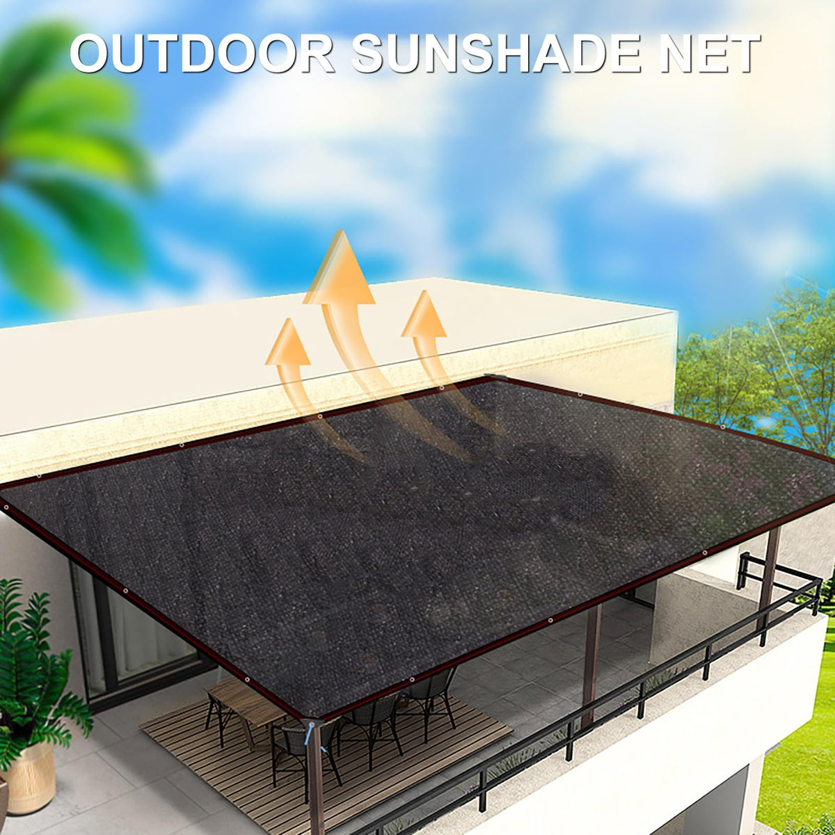 80-90% UV Protection Shade Cloth with Grommets 8x8m I3672
