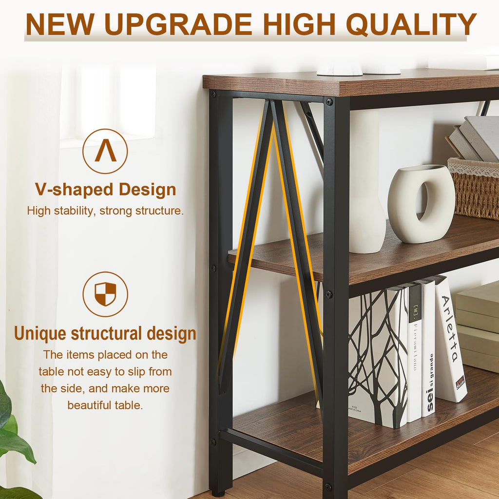 Brown 3 Tier Console Table with Open Shelves B3127