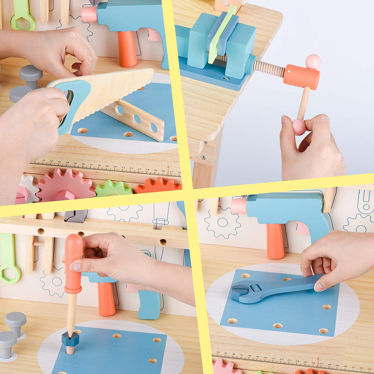 Wooden Kids Tool Bench with Tools Set Q85762