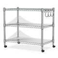 Heavy Duty 3-Shelf Chrome Steel Shelving Unit with Wheels P543