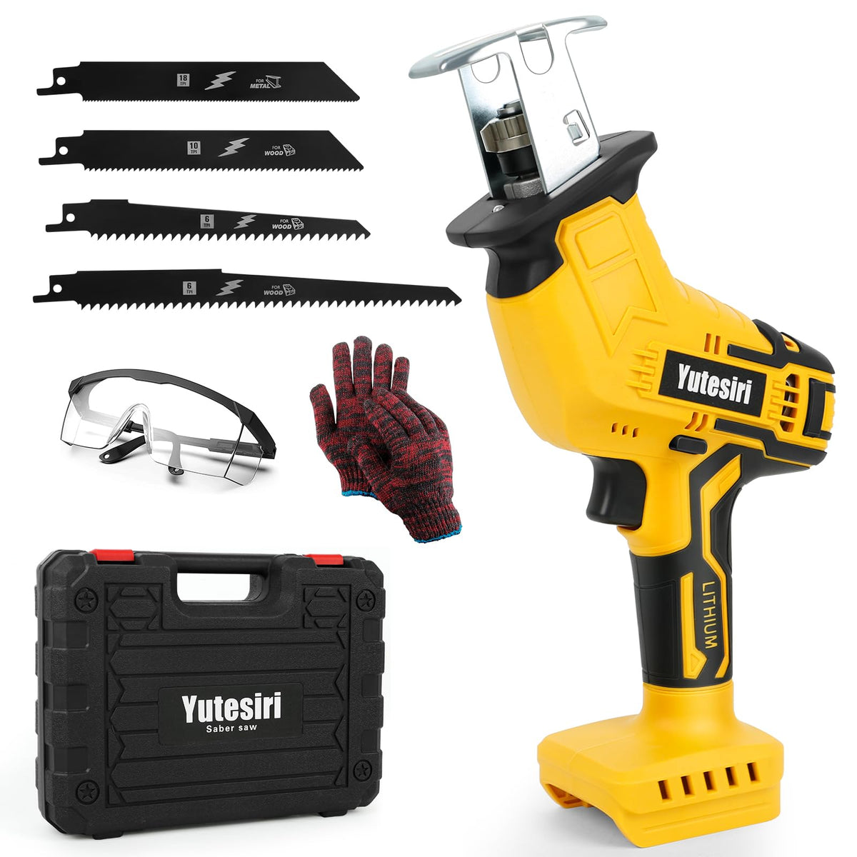 Cordless Reciprocating Saw, 0-3000SPM Variable Speed, 4 Saw Blades M748