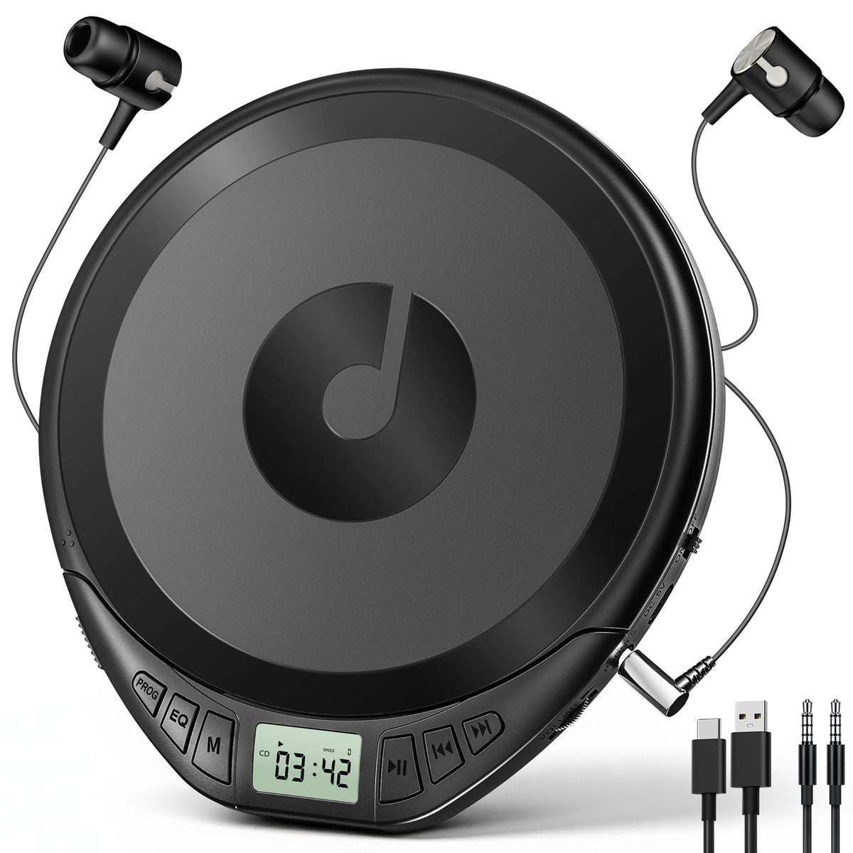 Portable CD Player with Headphones Anti-Skip Shockproof LCD Display G927