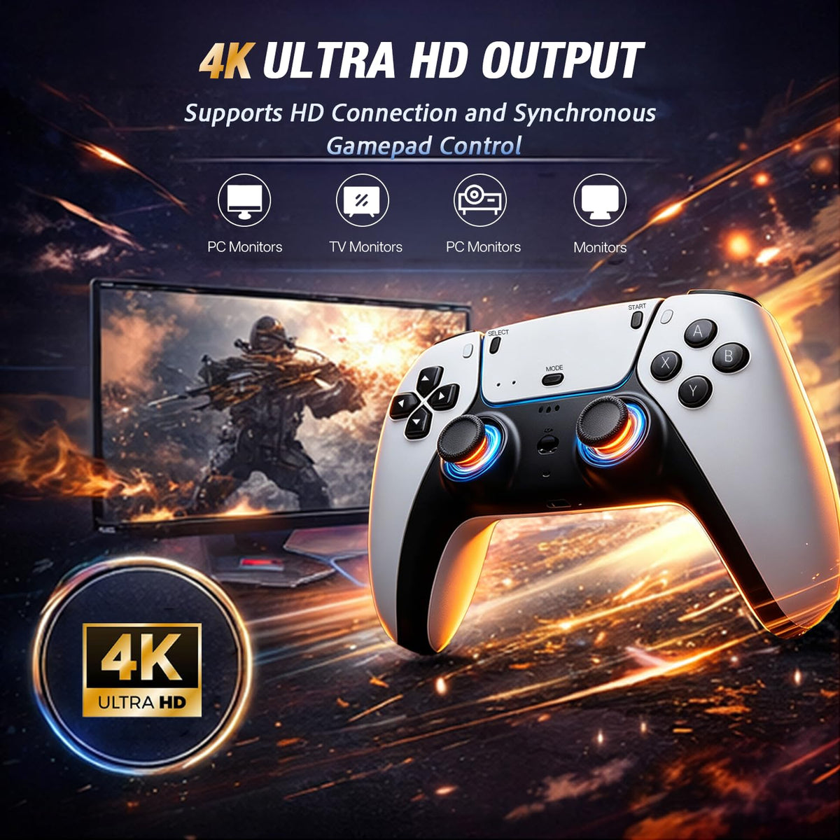 Wireless Retro Game Console with 4K Output and 2.4G Controllers 128GB O934