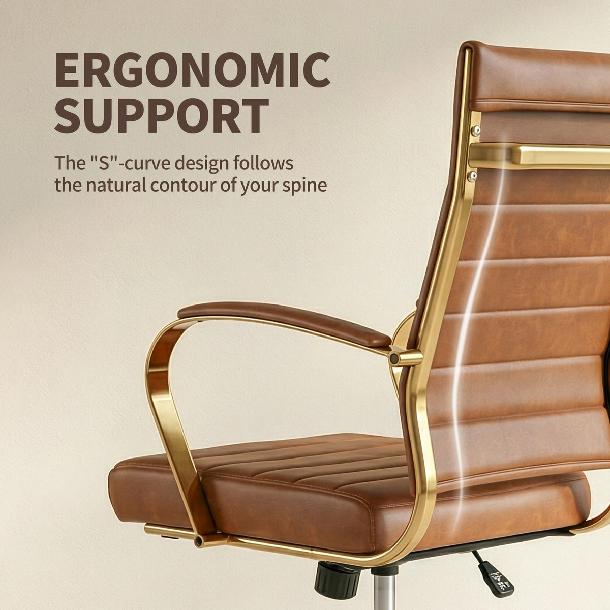 Gold Ergonomic Leather Office Chair H215765