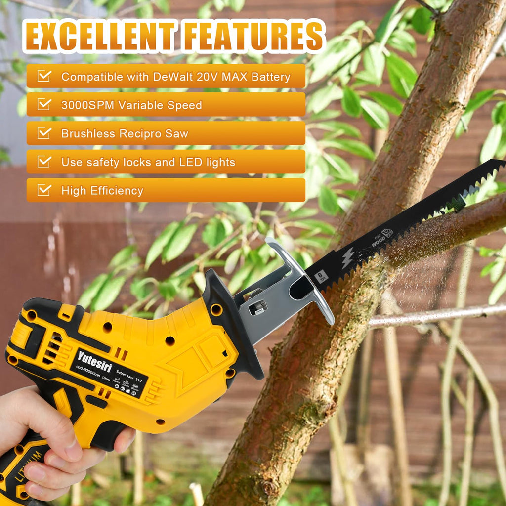 Cordless Reciprocating Saw, 0-3000SPM Variable Speed, 4 Saw Blades M748