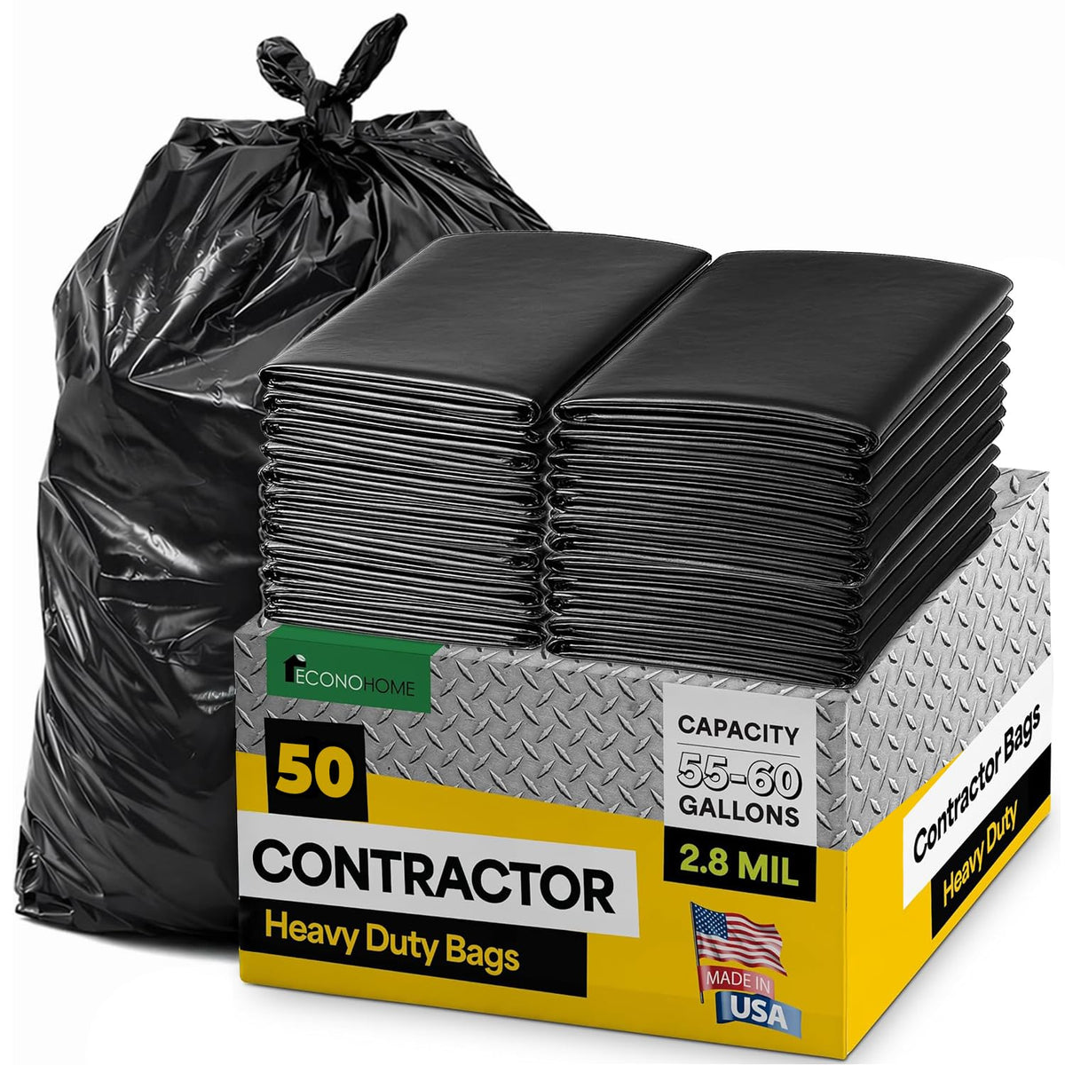 Heavy Duty 2.8 Mil 55-60 Gallon Trash Bags 50 Count M33286