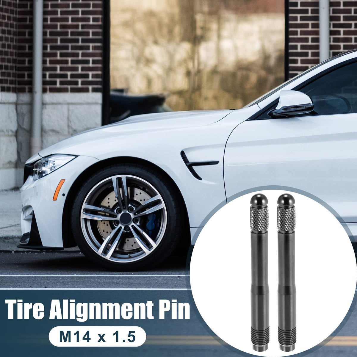 2pcs Stainless Steel Wheel Hangers Alignment Pin M14x1.5 Titanium Tone Y52488