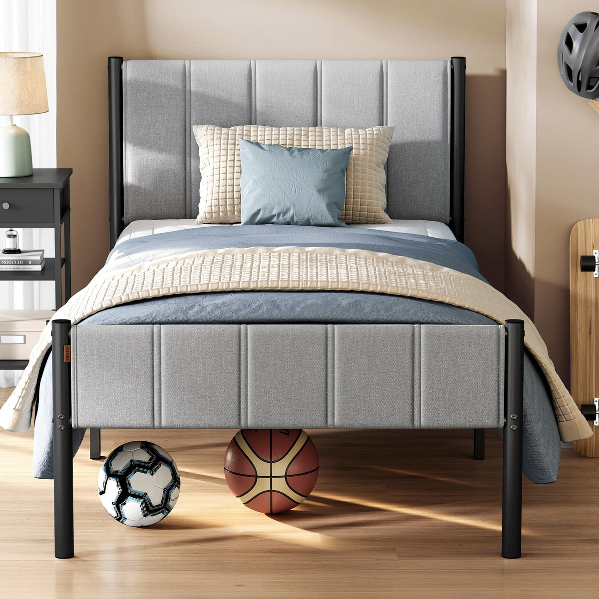 Twin Bed Frame with Upholstered Headboard J3222