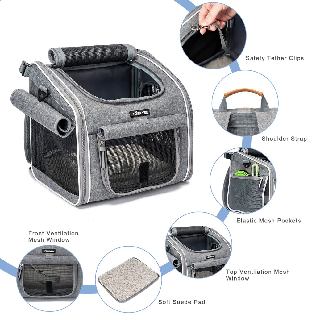 Expandable Soft-Sided Pet Carrier Backpack with 4 Open Doors, 4 Mesh Windows T89600
