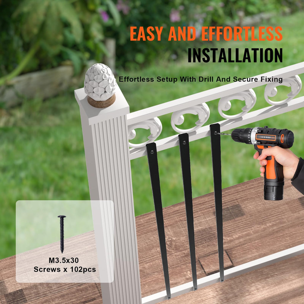 29.5"x1" Flat Aluminum Alloy 51 Pack Satin Black Metal Balusters C606