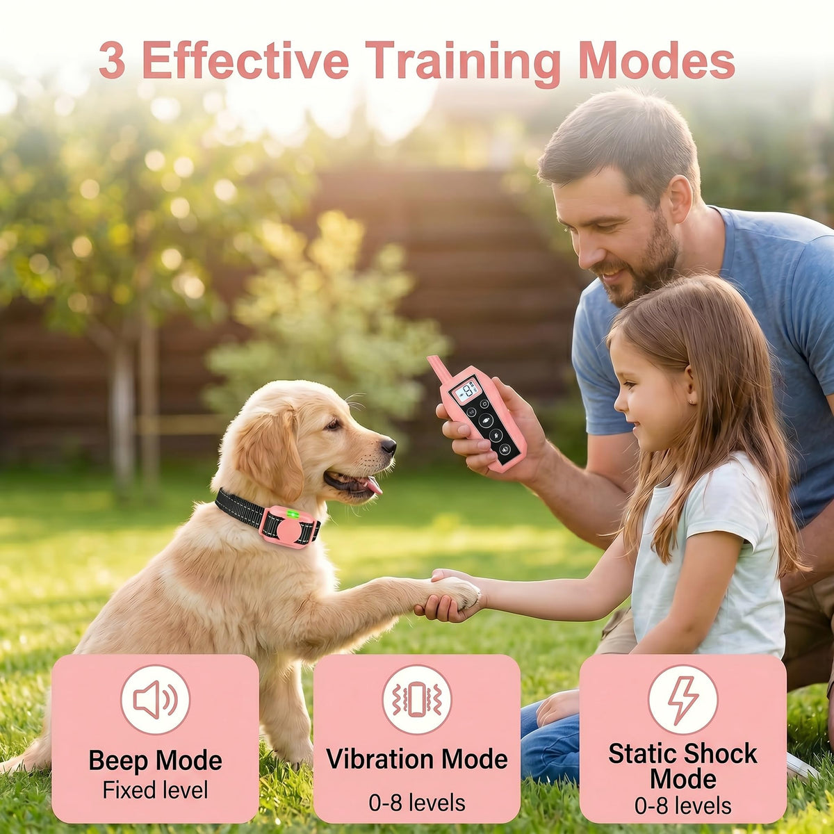 Pink 2000FT Waterproof Dog Training Collar M400