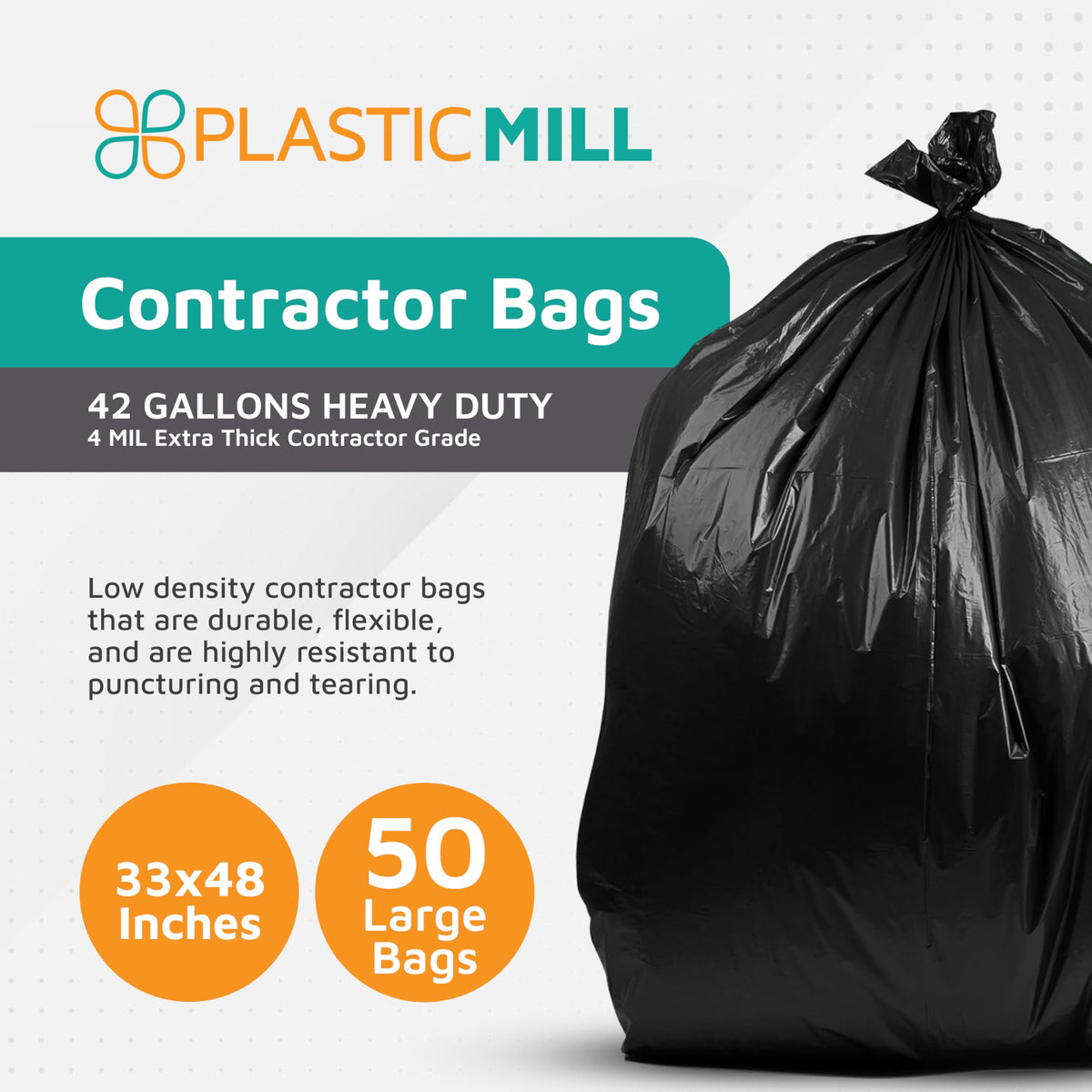 42-Gallon 4 Mil Black Contractor Bags 50-Count L84390