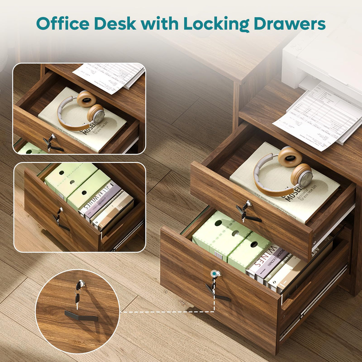 55-Inch Computer Desk with File Drawer D4250