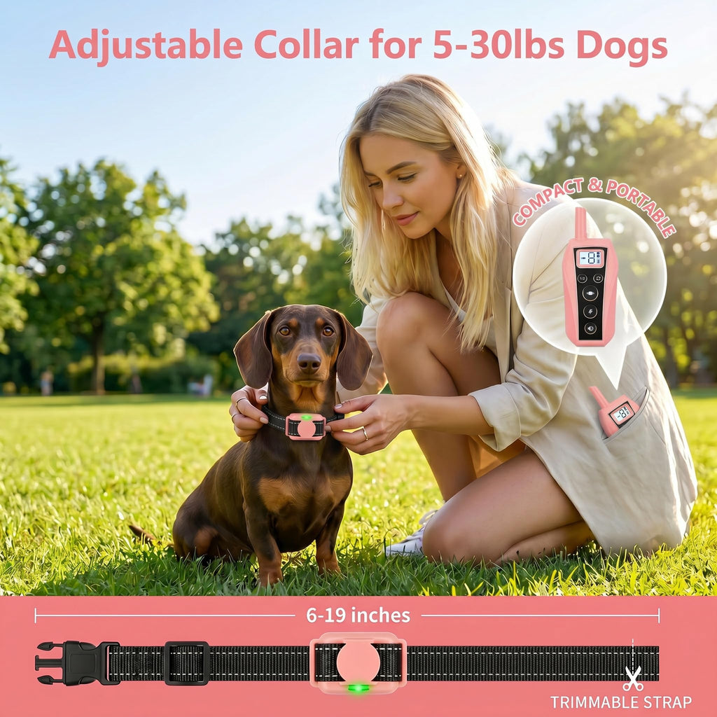 Pink 2000FT Waterproof Dog Training Collar M400